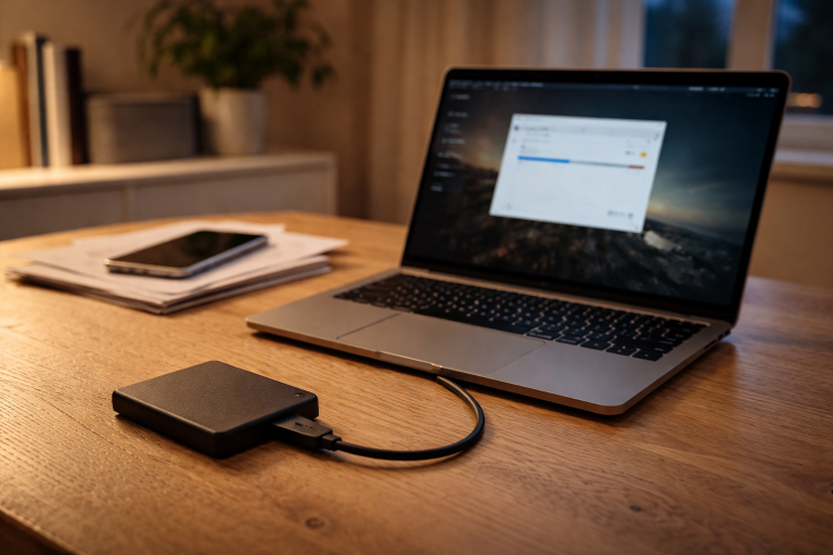 Backup, der faktisk overlever en dårlig dag: 3-2-1 på én aften (uden NAS-nørderi)