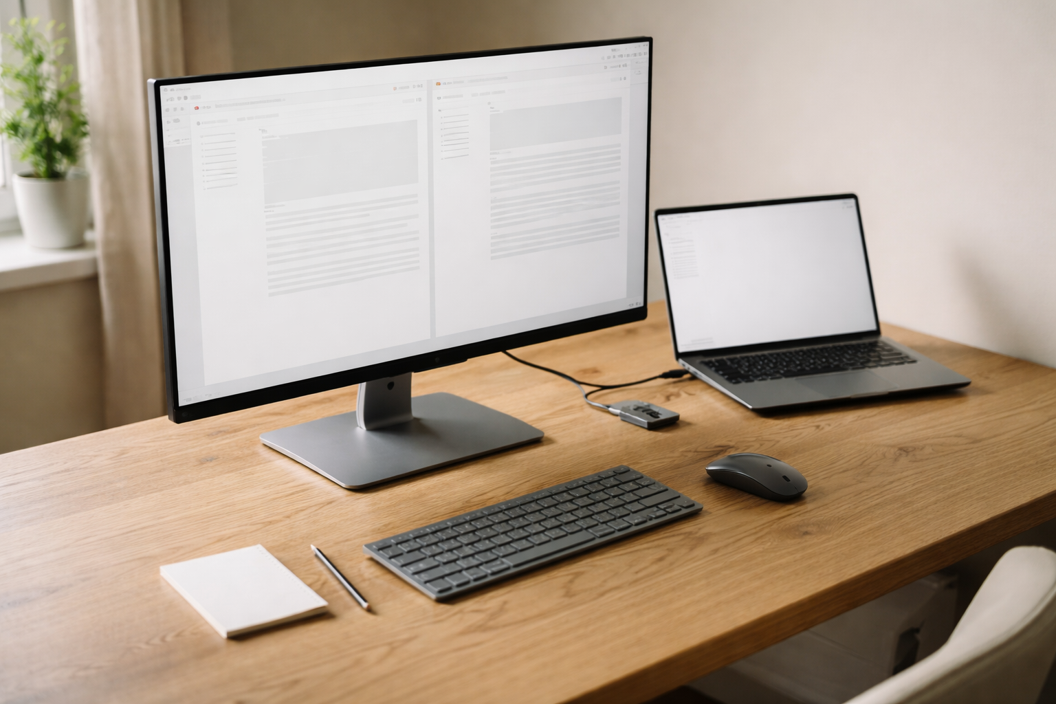 Skærmen til hjemmearbejde, du ikke bliver træt af: skarp tekst, god højde og de rigtige porte