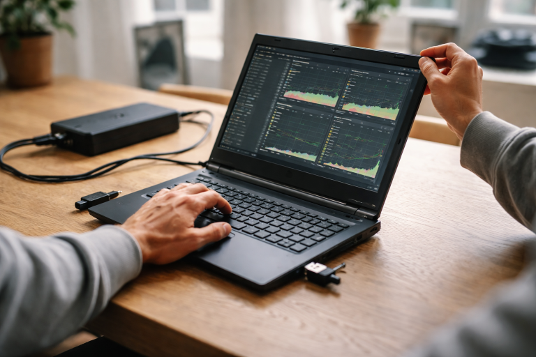 Brugt gaming‑laptop på 20 minutter (tjeklisten der afslører de hårde liv)