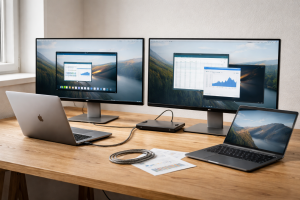 To skærme på én USB‑C (og hvorfor din Mac driller mere end din kollega)